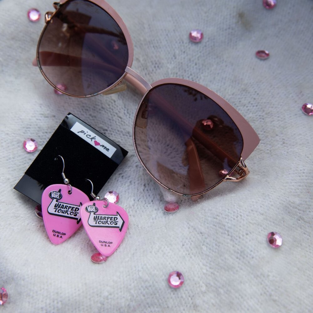 2005 Pink Warped Tour Guitar Pick Earrings